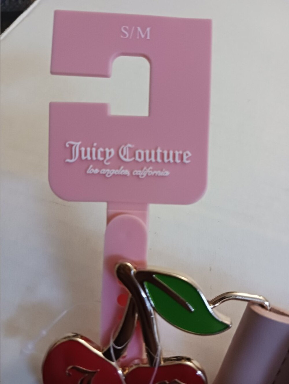 Juicy Couture Cherry Logo Enamel Belt - Pink Red Gold Buckle Size S/M NWT - Picture 4 of 7
